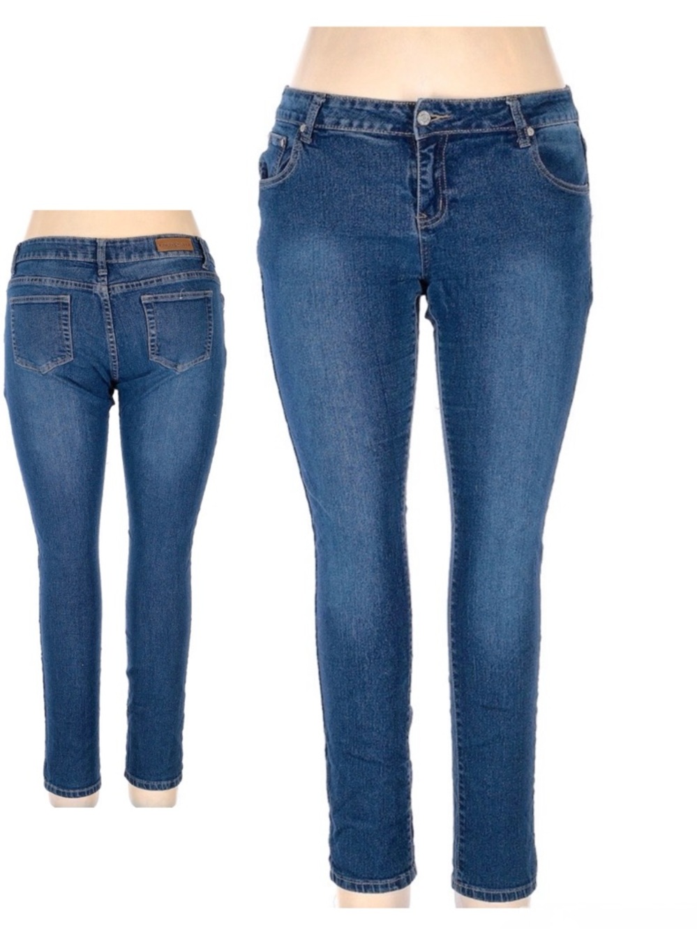 GOGO STAR Denim Blue Jeans Med Wash Straight Leg Stretch Jeggings Pants